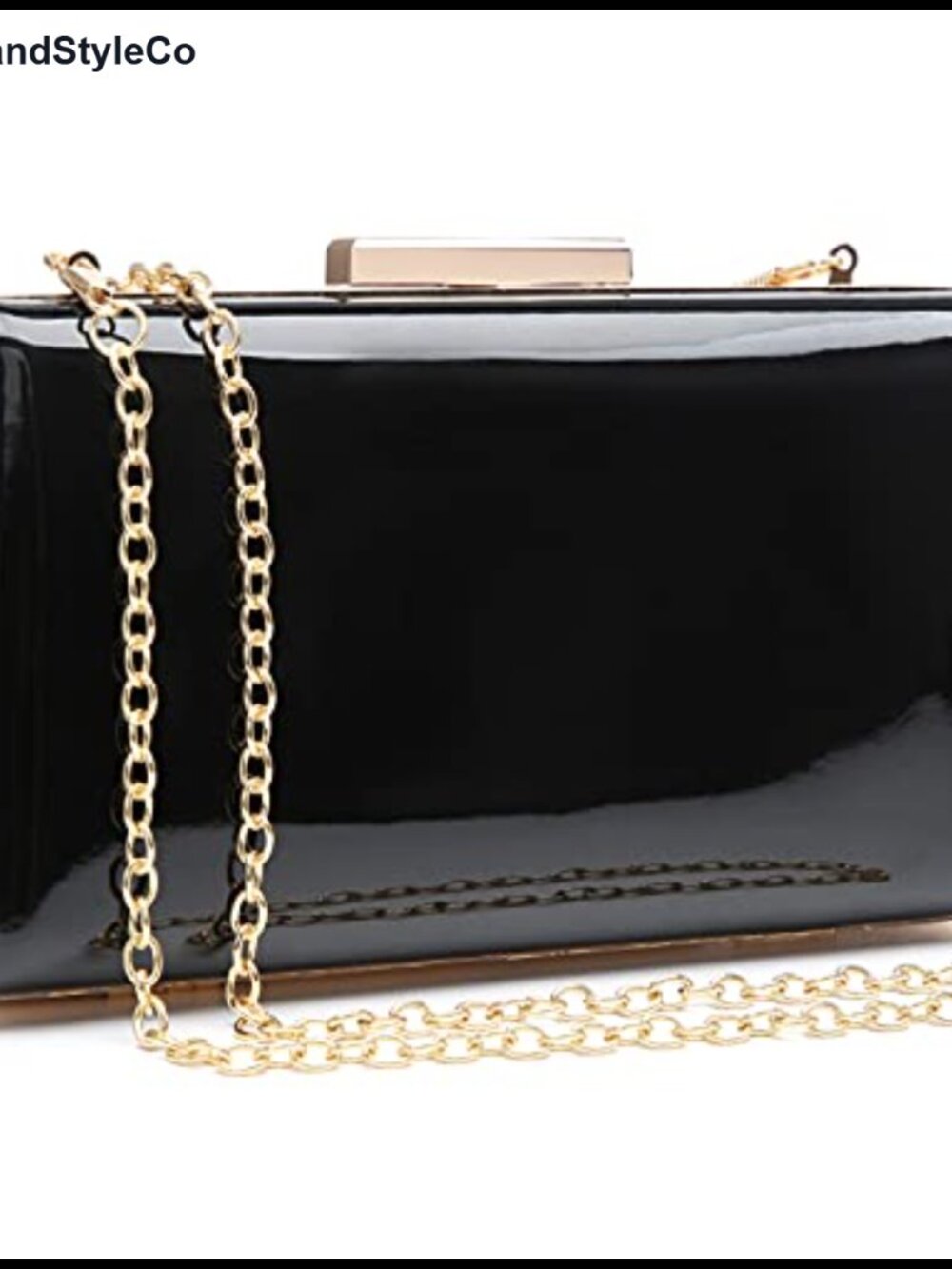 Patent Vegan Leather Clutch Purse with Detachable Chain Strap